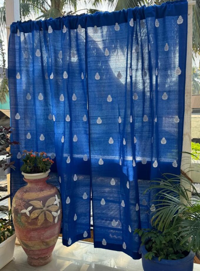 Khingkhap Luxury Curtain- Blue - (Set of2)