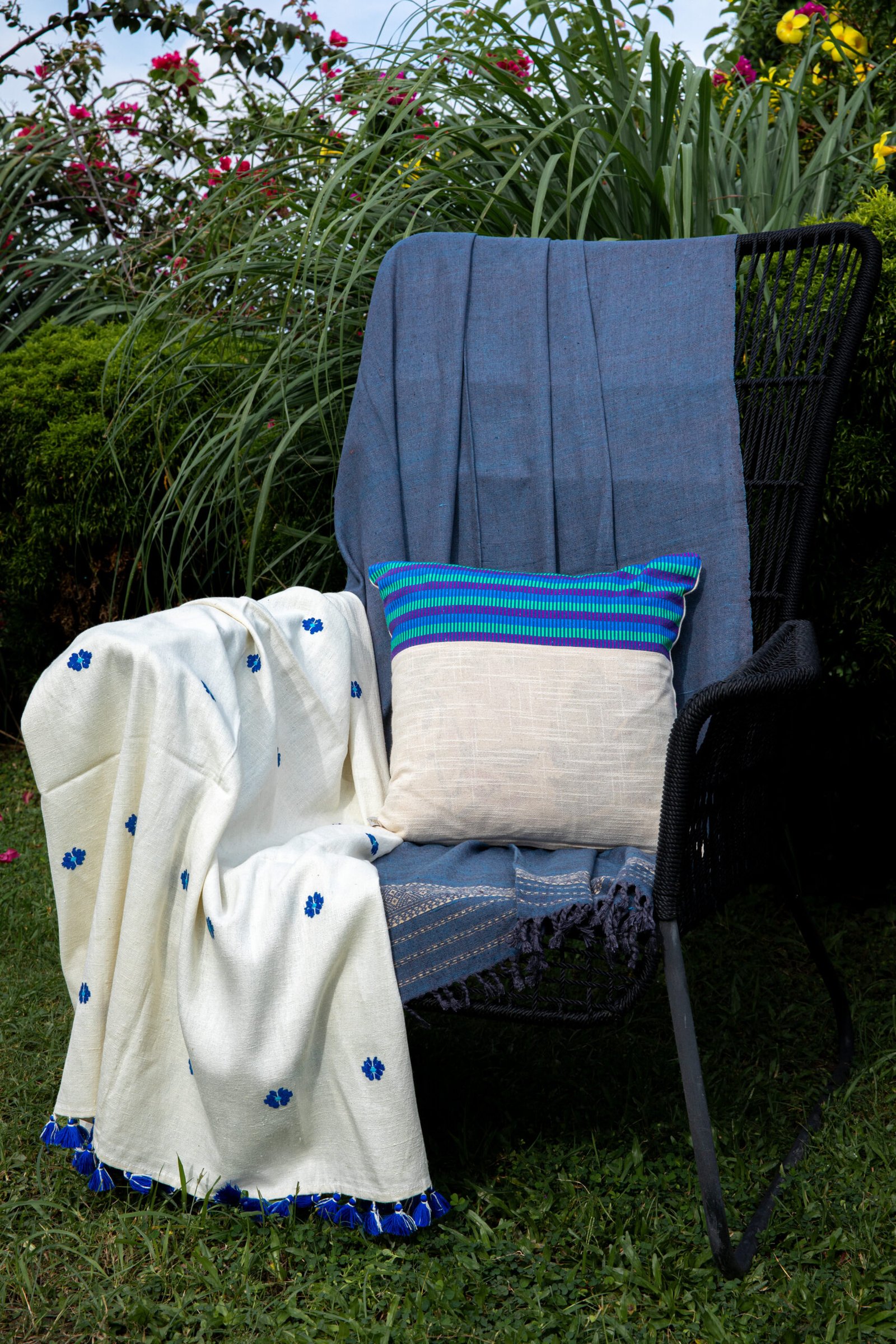 Hand Embroidered and Print Cushion Cover | LALRO PUK - Zoram Collection - Image 9