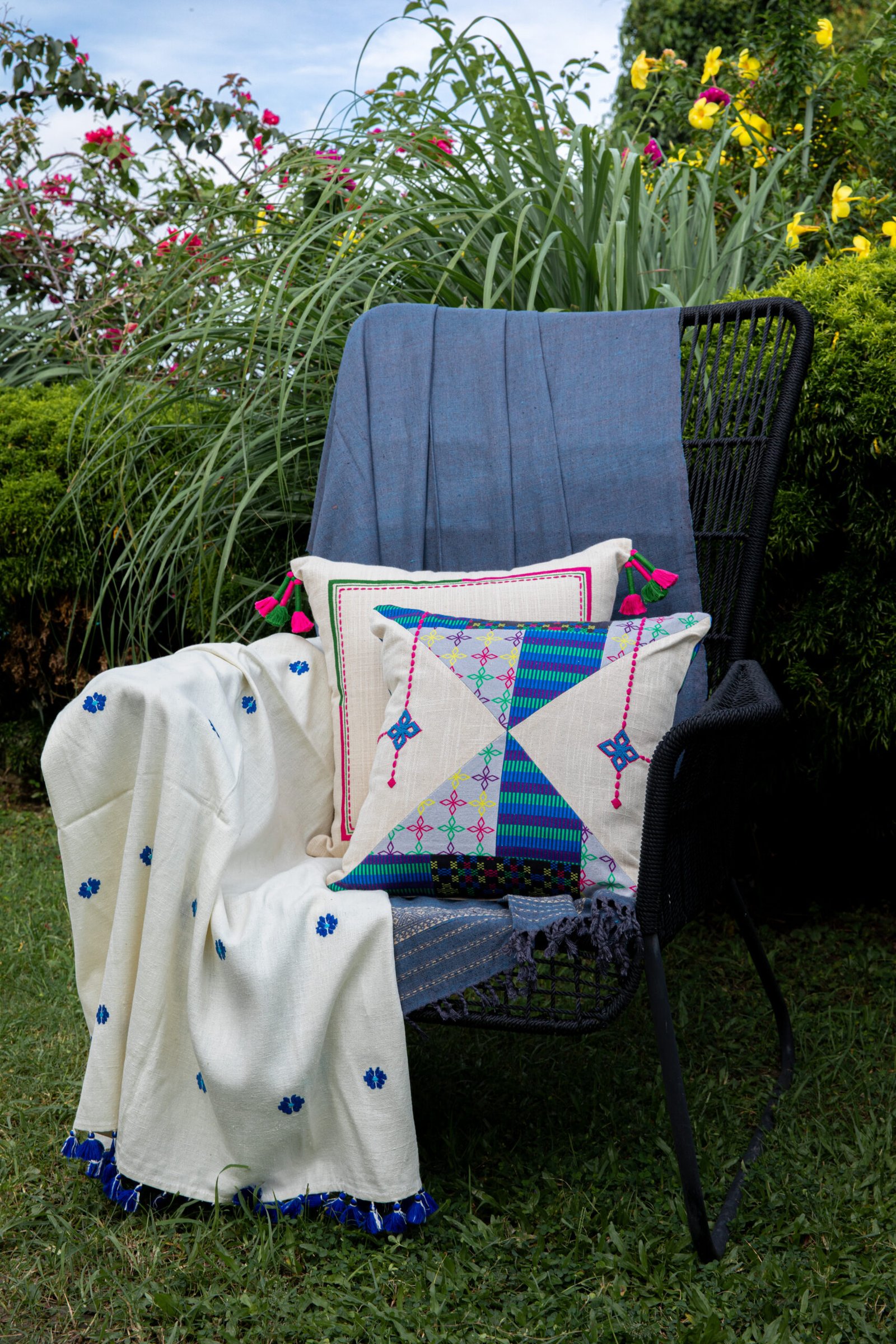 Hand Embroidered and Print Cushion Cover | LALRO PUK - Zoram Collection - Image 8